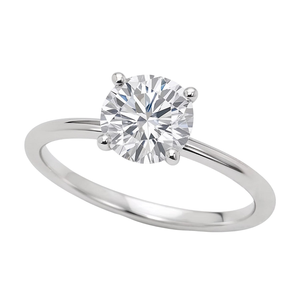 1 Carat Round Lab Grown IGI Diamond Solitaire in 10K White Gold G/VS1