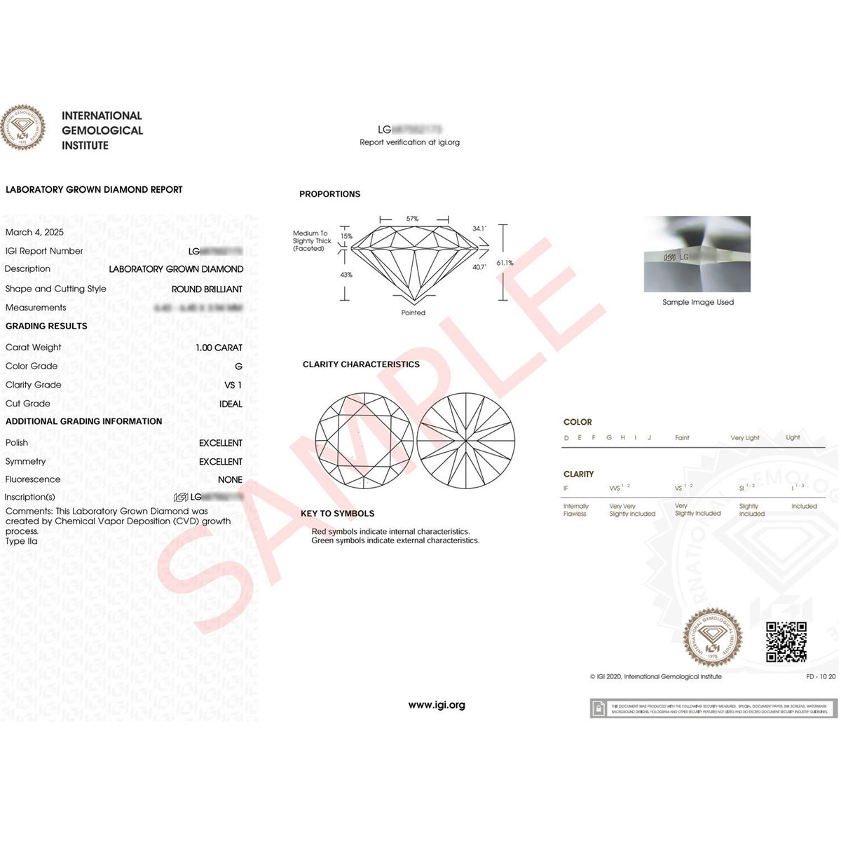 1 Carat Round Lab Grown IGI Diamond Solitaire in 10K White Gold G/VS1