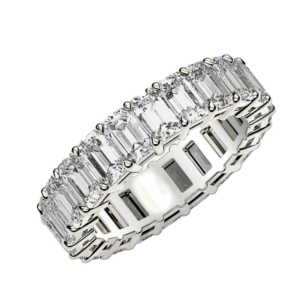 Emerald Cut Lab Grown Diamond Eternity Ring in 14K White Gold (2 cttw FG/VS2)