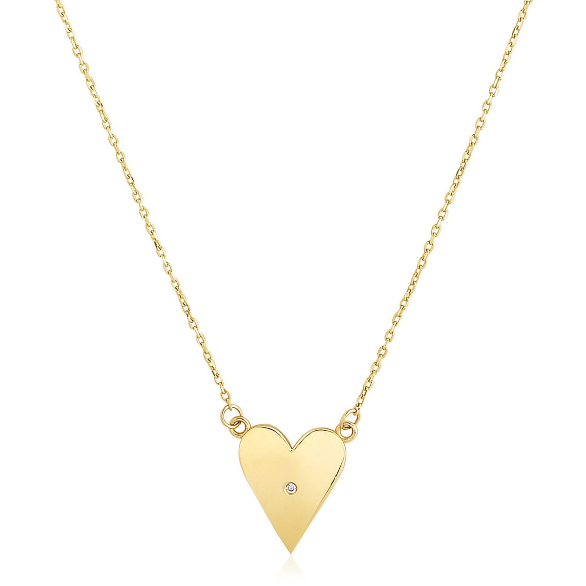 Elongated Heart Diamond Necklace in 14K Yellow Gold