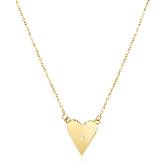 Elongated Heart Diamond Necklace in 14K Yellow Gold
