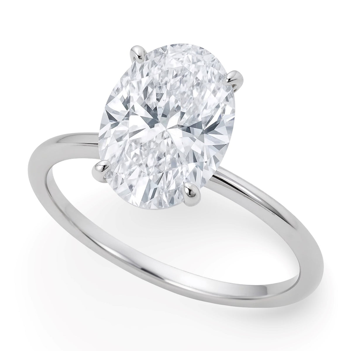 5 Carat Oval Lab Grown IGI Diamond Solitaire in 10K White Gold G/VS1