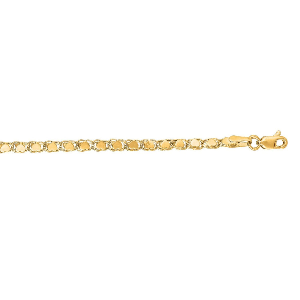 Heart Anklet in 14K Yellow Gold 2.9mm