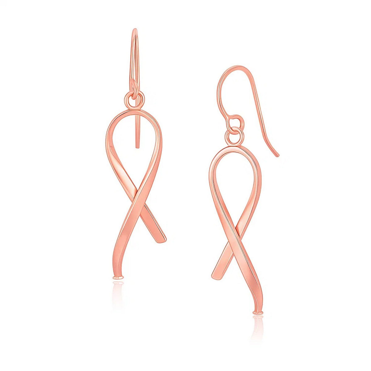 Looped Ribbon Drop Earrings in 14K Rose Gold
