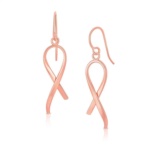 Looped Ribbon Drop Earrings in 14K Rose Gold