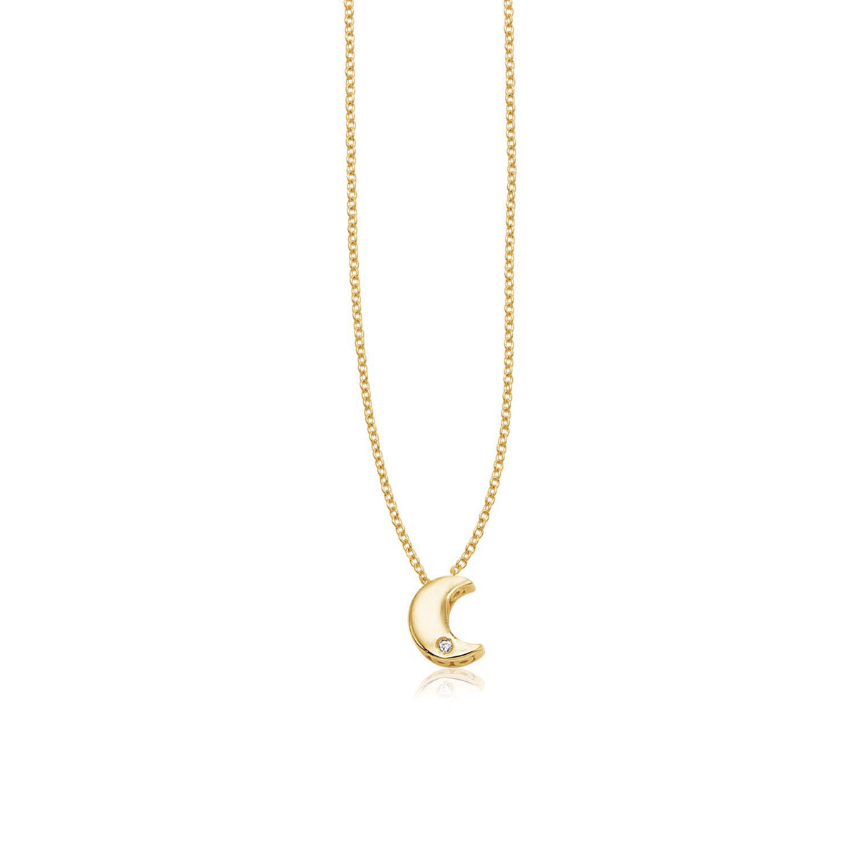 Crescent Moon Diamond Necklace in 14K Yellow Gold