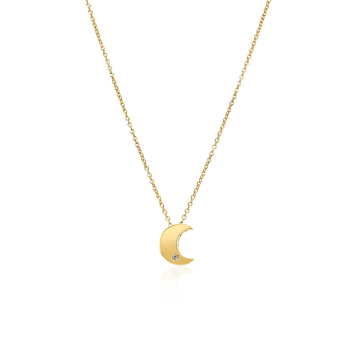 Crescent Moon Diamond Necklace in 14K Yellow Gold