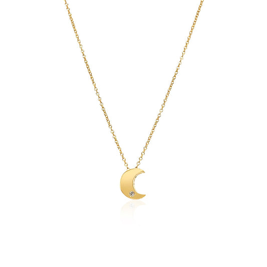 Crescent Moon Diamond Necklace in 14K Yellow Gold