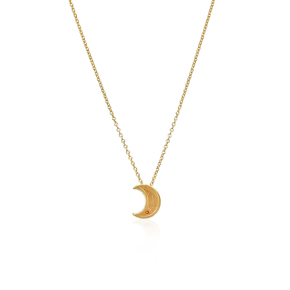 Crescent Moon Diamond Necklace in 14K Yellow Gold