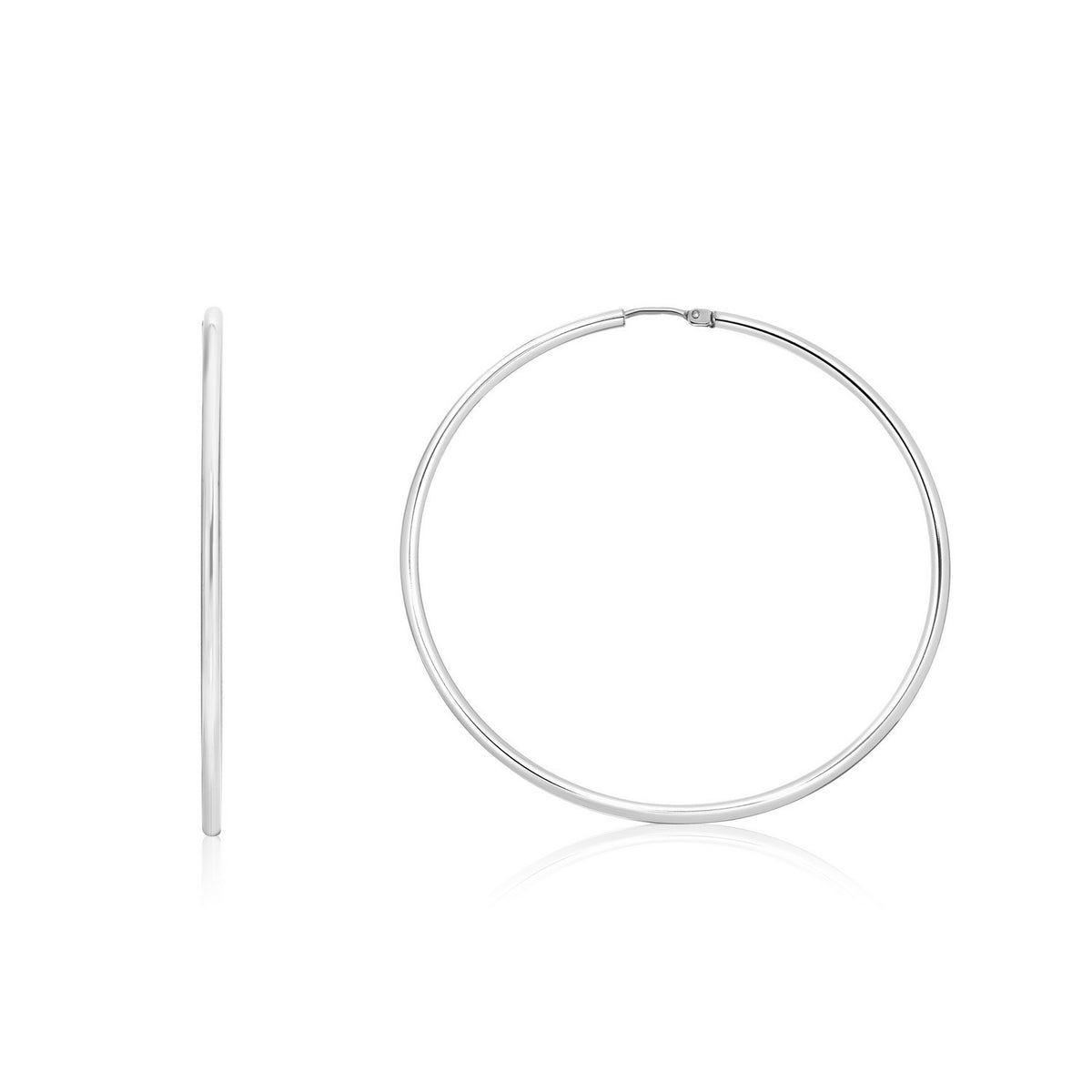 Endless Hoop Earrings in Rhodium-Plated Sterling Silver