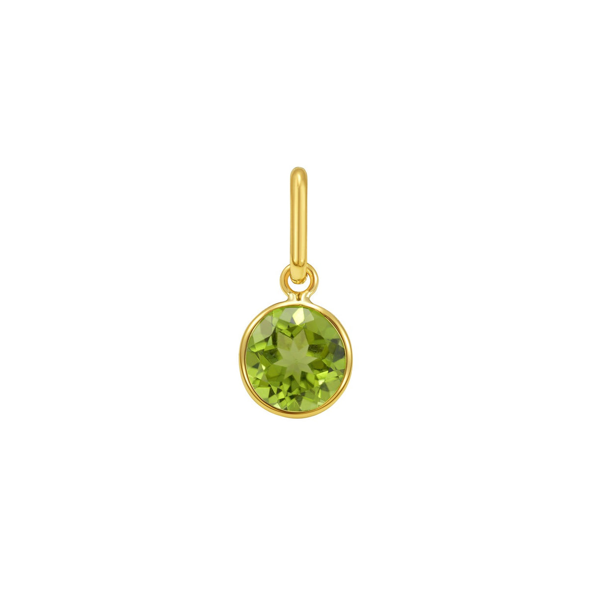 Round Peridot Charm Pendant in 14K Yellow Gold