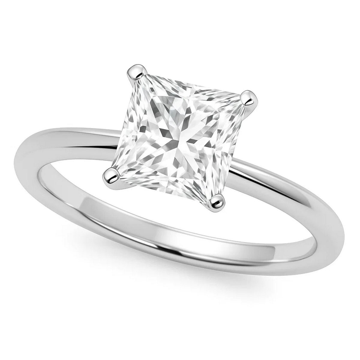 5 Carat Princess Lab Grown IGI Diamond Solitaire in 10K White Gold G/VS1
