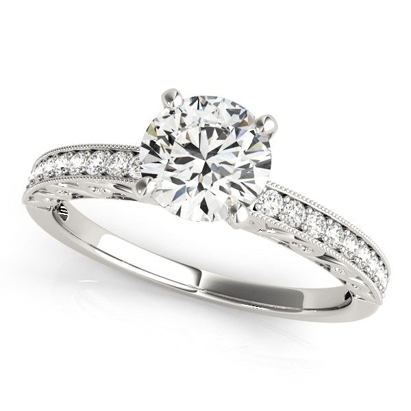 Antique Style Diamond Engagement Ring in 14K White Gold (1 1/8 cttw)