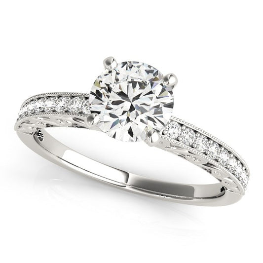 Antique Style Diamond Engagement Ring in 14K White Gold (1 1/8 cttw)