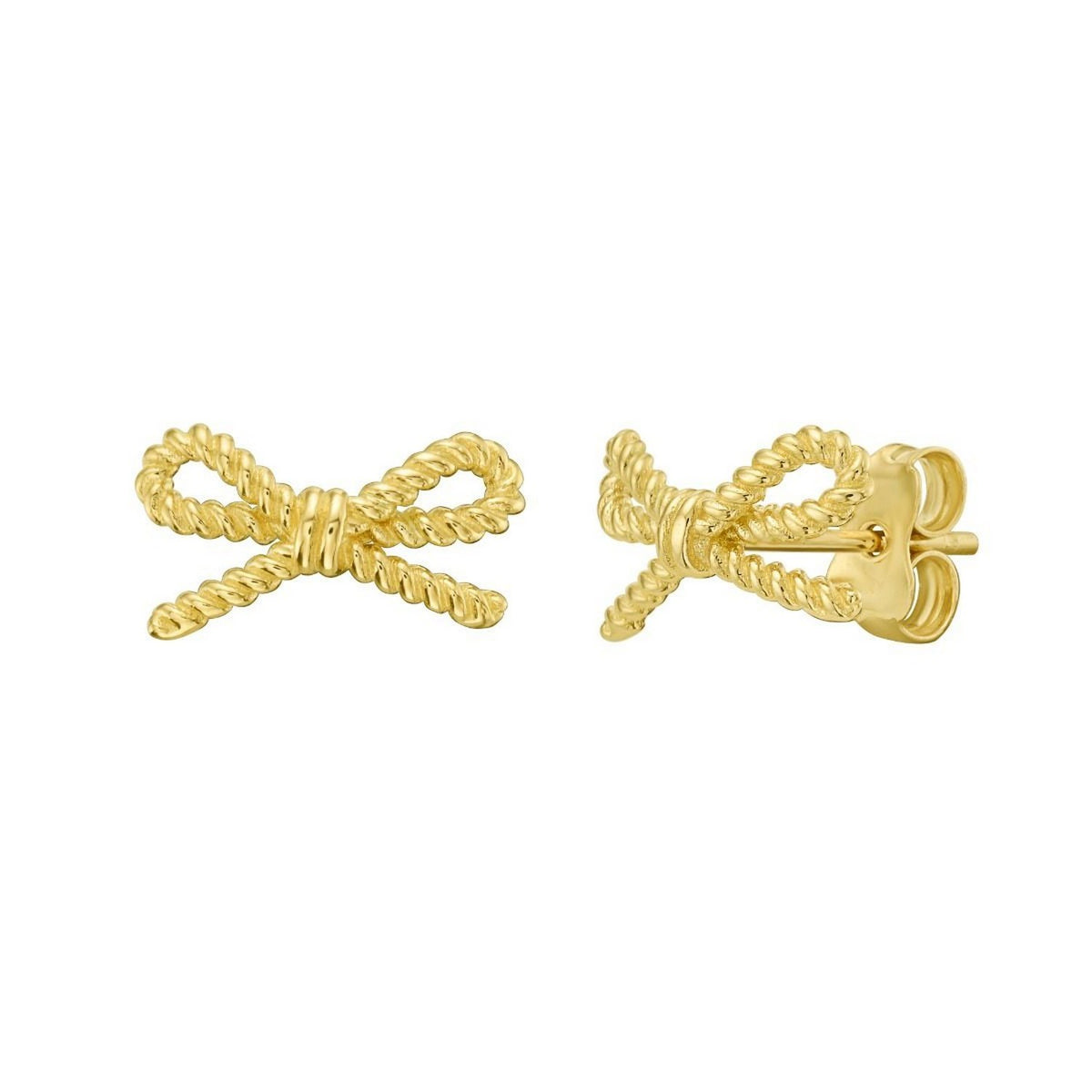 Rope Twist Bow Stud Earrings in 14K Yellow Gold