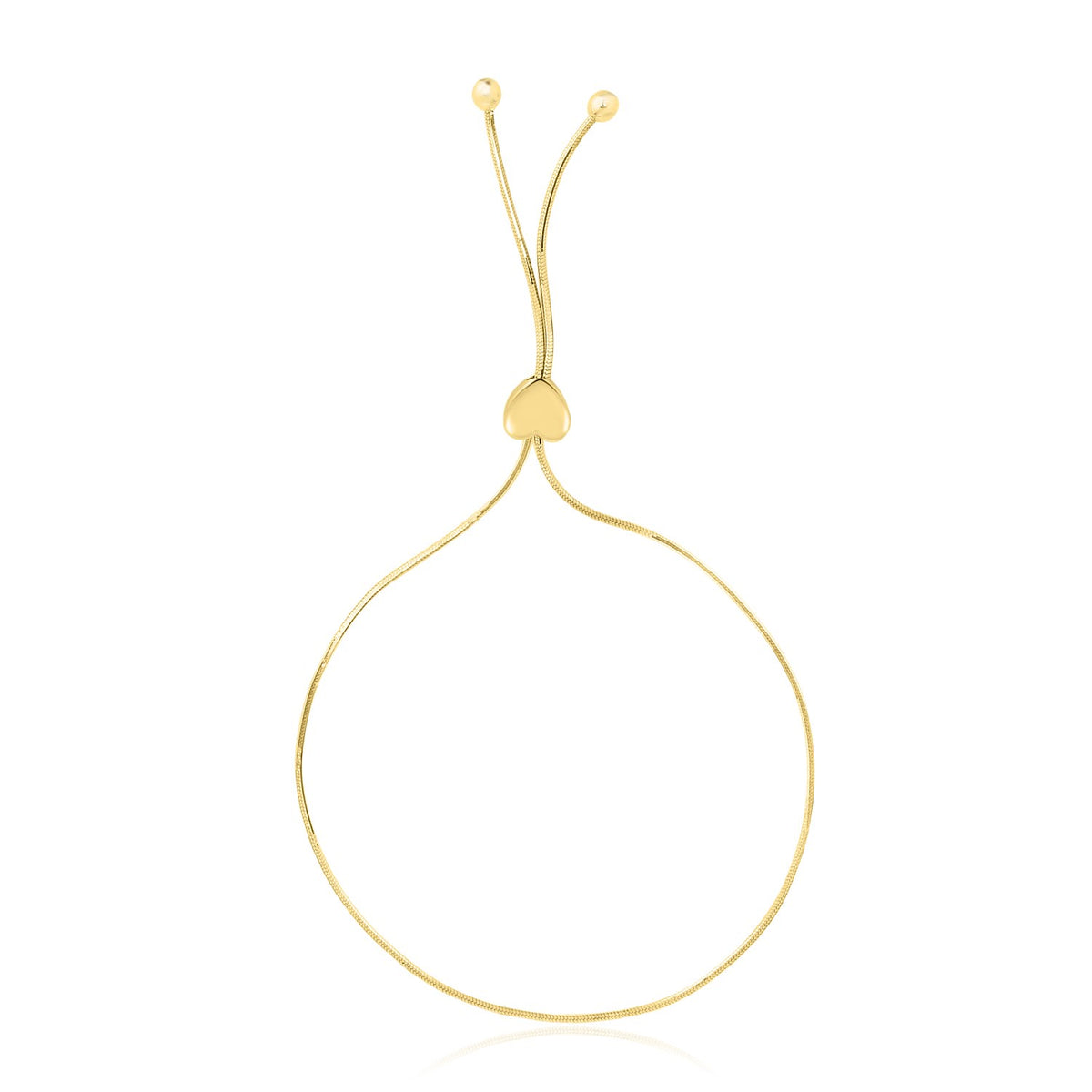 Adjustable Heart Bolo Bracelet in 14K Yellow Gold