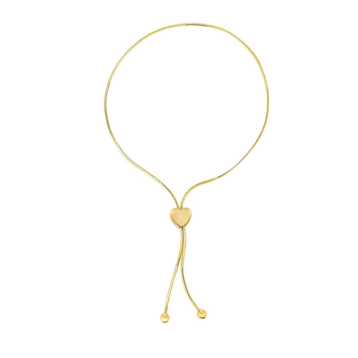 Adjustable Heart Bolo Bracelet in 14K Yellow Gold