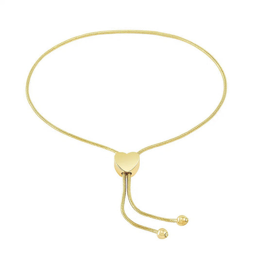 Adjustable Heart Bolo Bracelet in 14K Yellow Gold