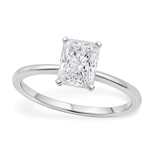 1.5 Carat Radiant Lab Grown IGI Diamond Solitaire in 10K White Gold G/VS1
