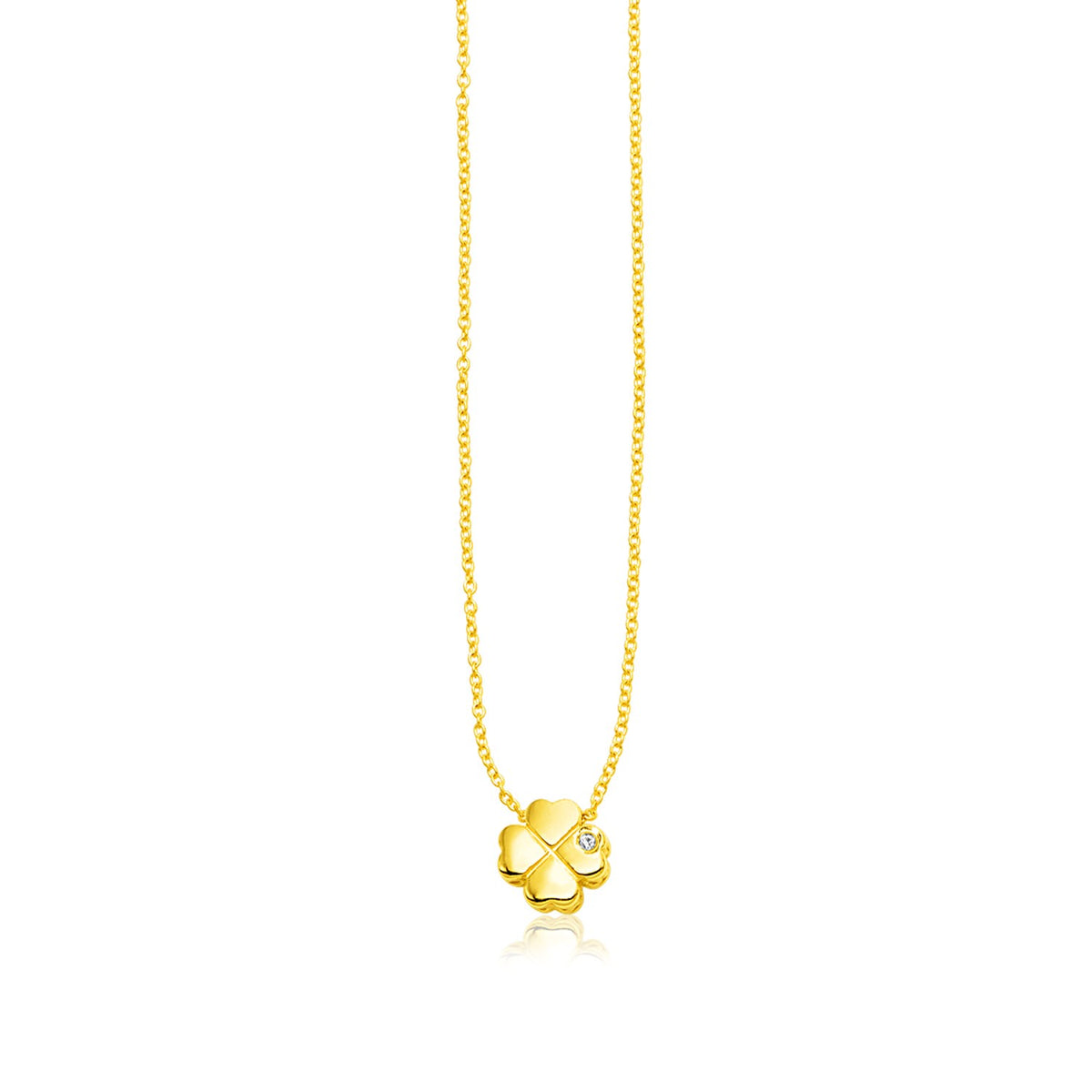 Four Leaf Clover Diamond Necklace in 14K Yellow Gold