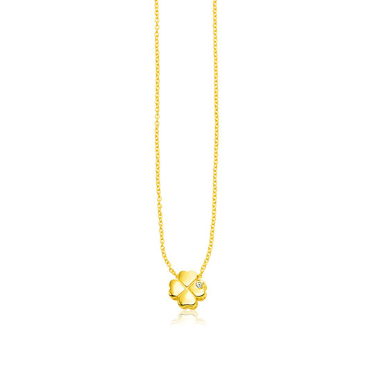 Four Leaf Clover Diamond Necklace in 14K Yellow Gold