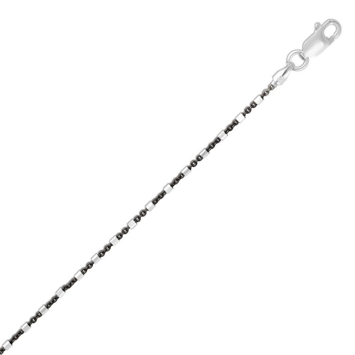 Bead and Bar Anklet in Rhodium-Plated Sterling Silver