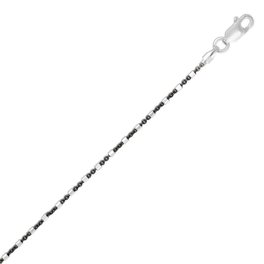 Bead and Bar Anklet in Rhodium-Plated Sterling Silver
