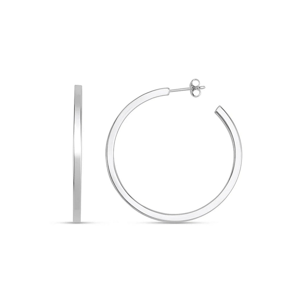 Round Tube C-Hoop Earrings in Sterling Silver