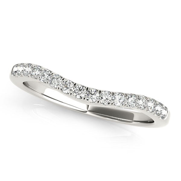 Curvy Style Pave Set Diamond Wedding Band in 14K White Gold (1/5 cttw)
