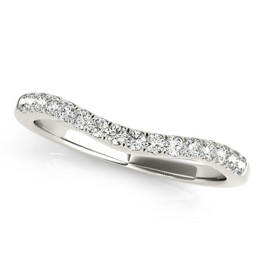 Curvy Style Pave Set Diamond Wedding Band in 14K White Gold (1/5 cttw)