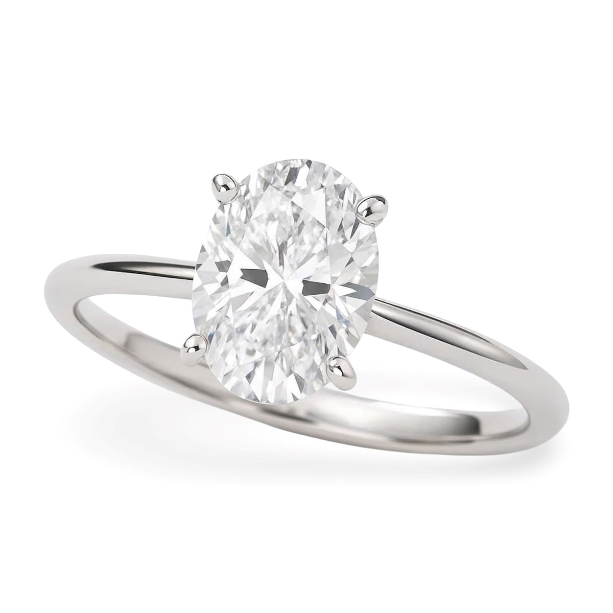 1 Carat Oval Lab Grown IGI Diamond Solitaire in 10K White Gold G/VS1