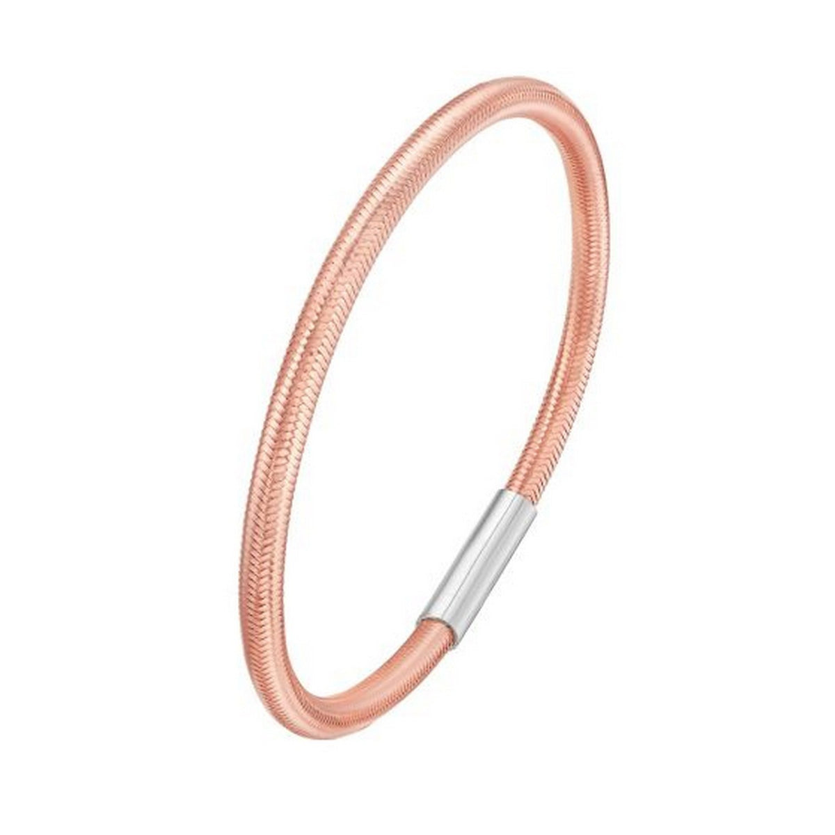Basketweave Stretch Bangle in Rose Gold-Plated Silver