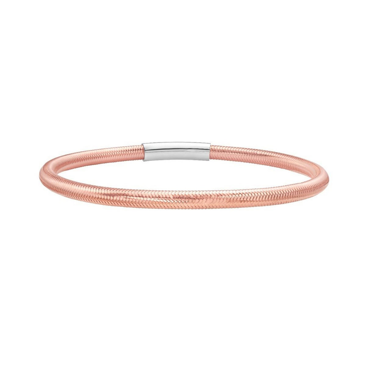 Basketweave Stretch Bangle in Rose Gold-Plated Silver