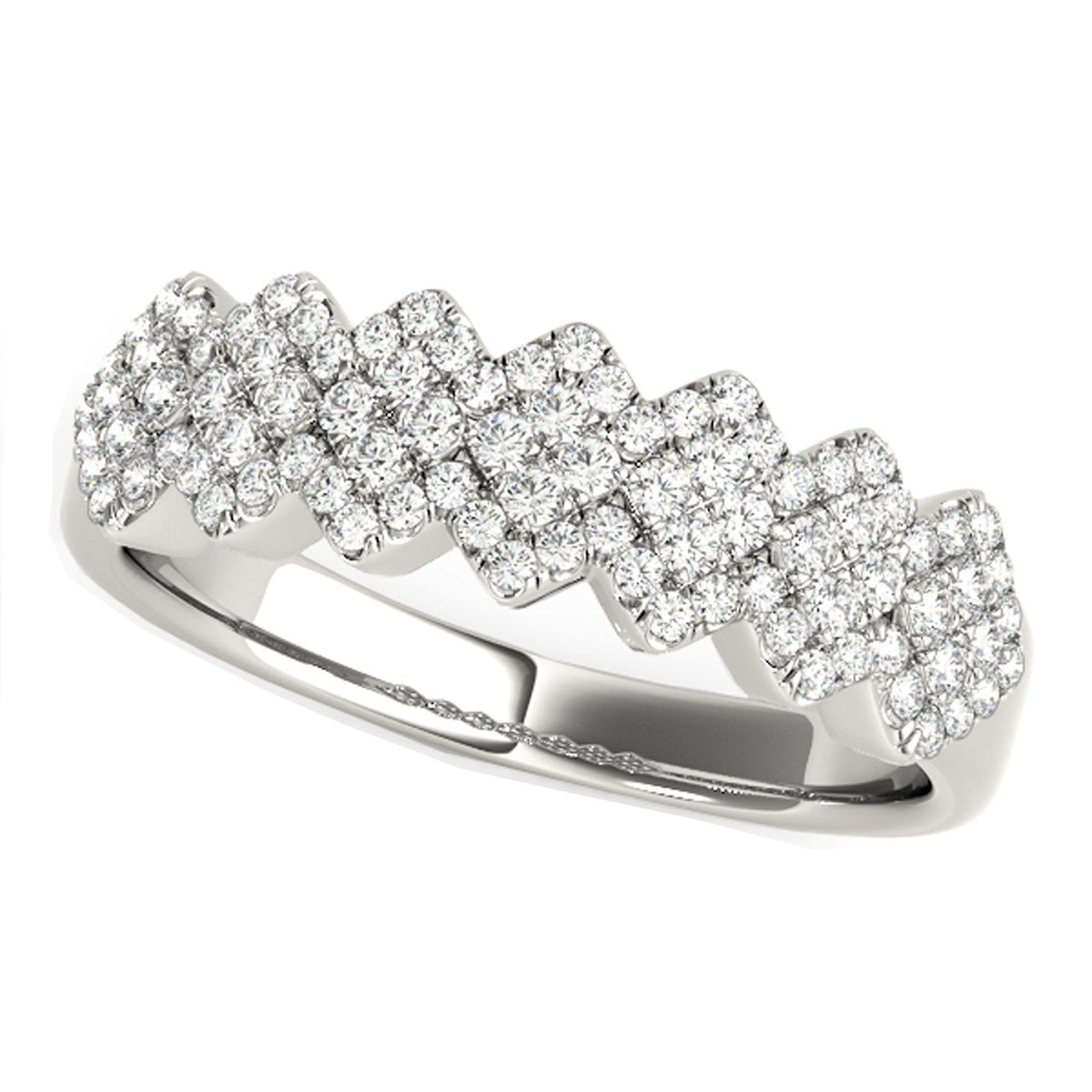 Wide Multi-Diagonal Diamond Pattern Ring in 14K White Gold (5/8 cttw)