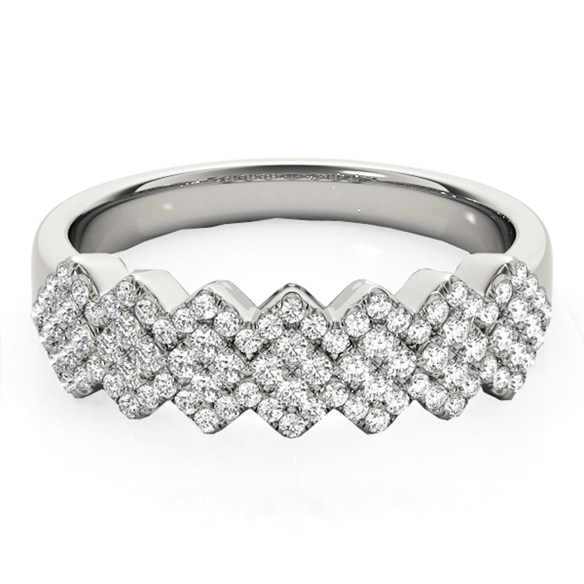 Wide Multi-Diagonal Diamond Pattern Ring in 14K White Gold (5/8 cttw)