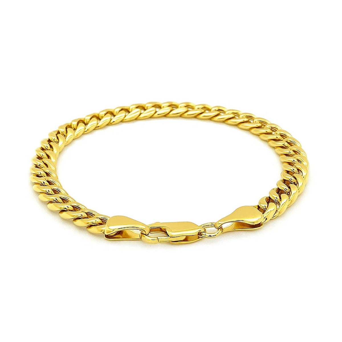 Semi-Solid Miami Cuban Link Bracelet in 10K Yellow Gold (6.60 mm)