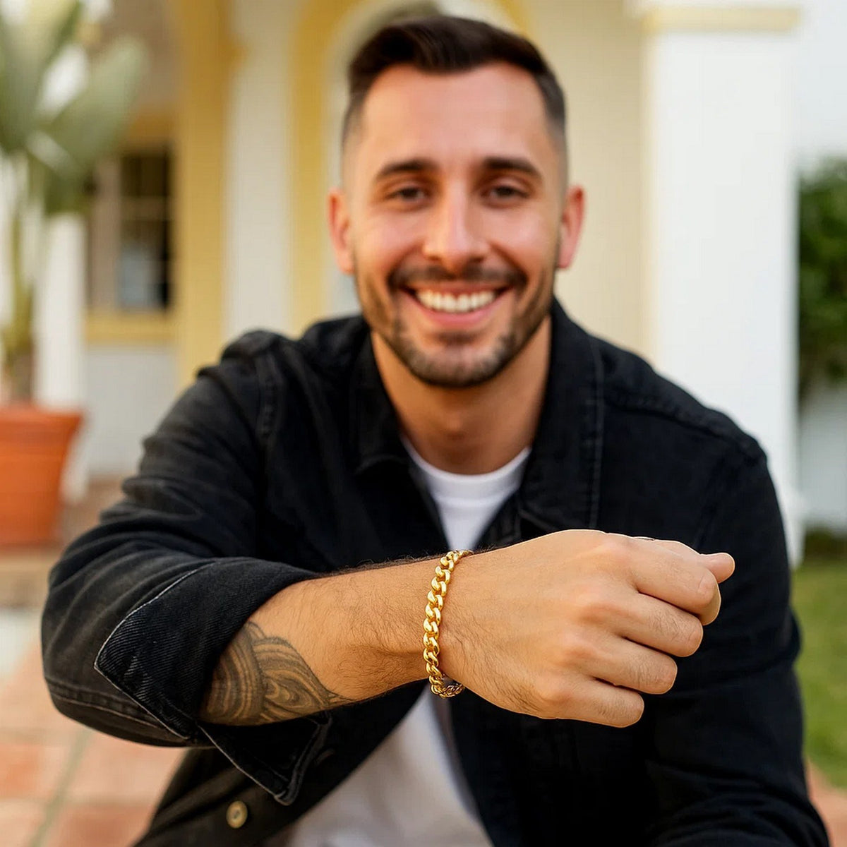 Semi-Solid Miami Cuban Link Bracelet in 10K Yellow Gold (6.60 mm)
