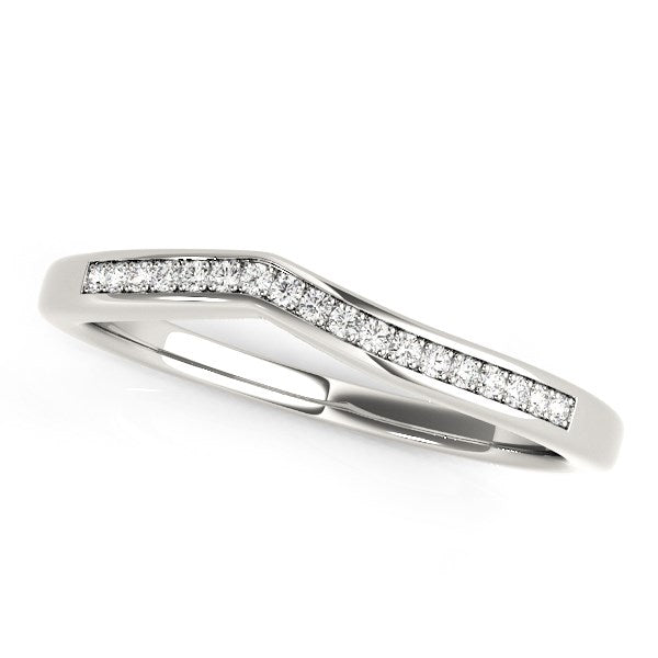 Modern Curved Design Diamond Wedding Band in 14K White Gold (1/10 cttw)