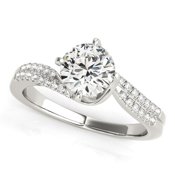 Spiral Design Pronged Diamond Engagement Ring in 14K White Gold (1 1/8 cttw)