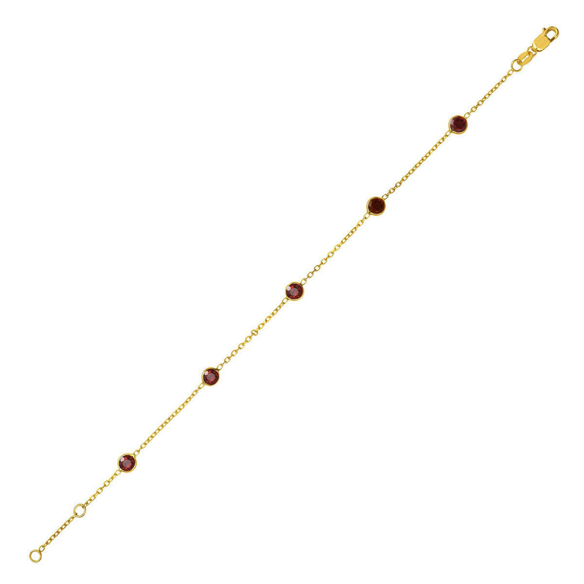 Garnet Station Bracelet in 14K Yellow Gold