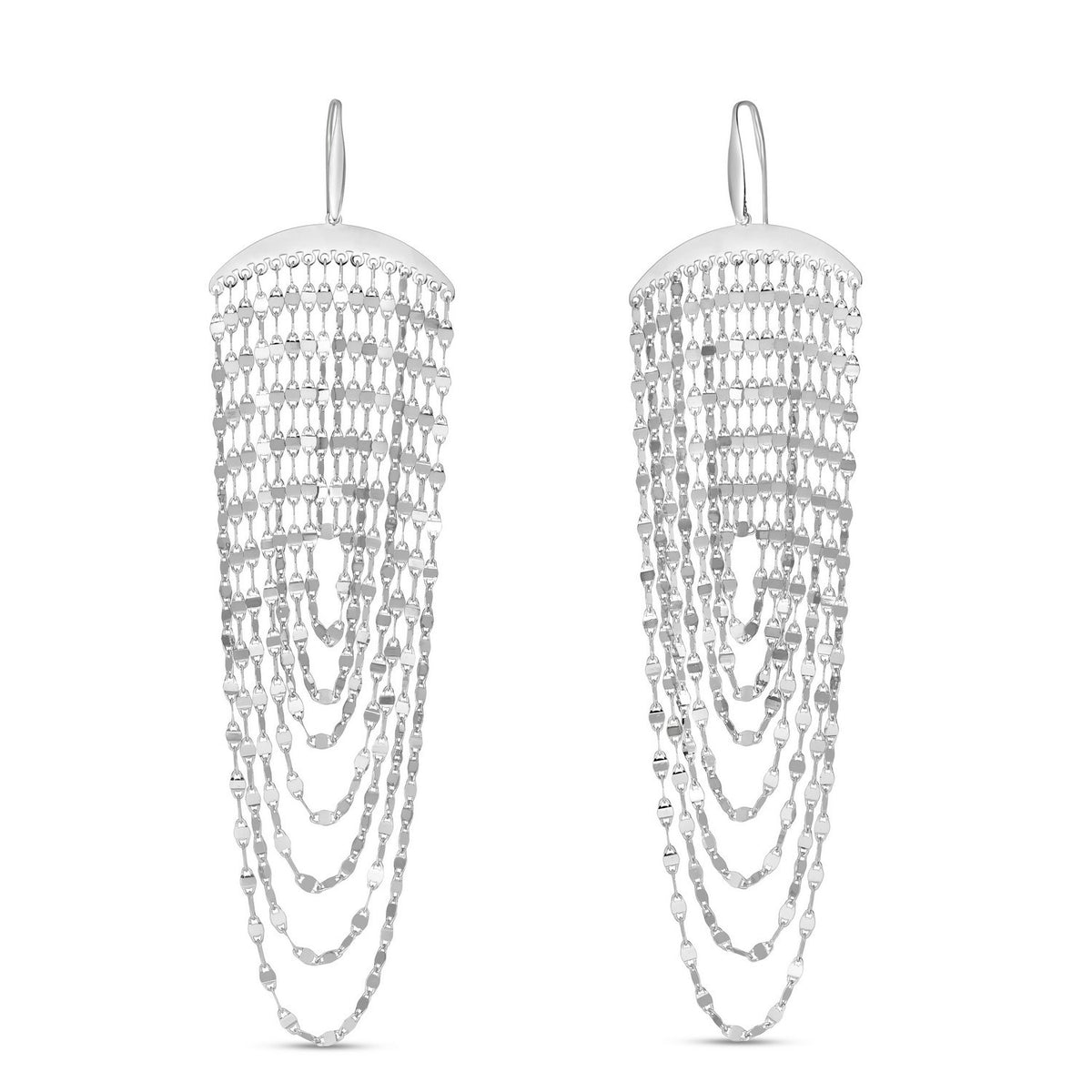 Multi Strand Chain Drop Chandelier Earrings in Sterling Silver