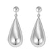 Puffed Teardrop Dangle Earrings in Rhodium-Plated Silver