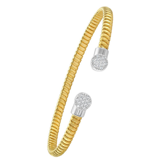 Pavé Diamond Tubogas Cuff Bangle in 14K Yellow Gold
