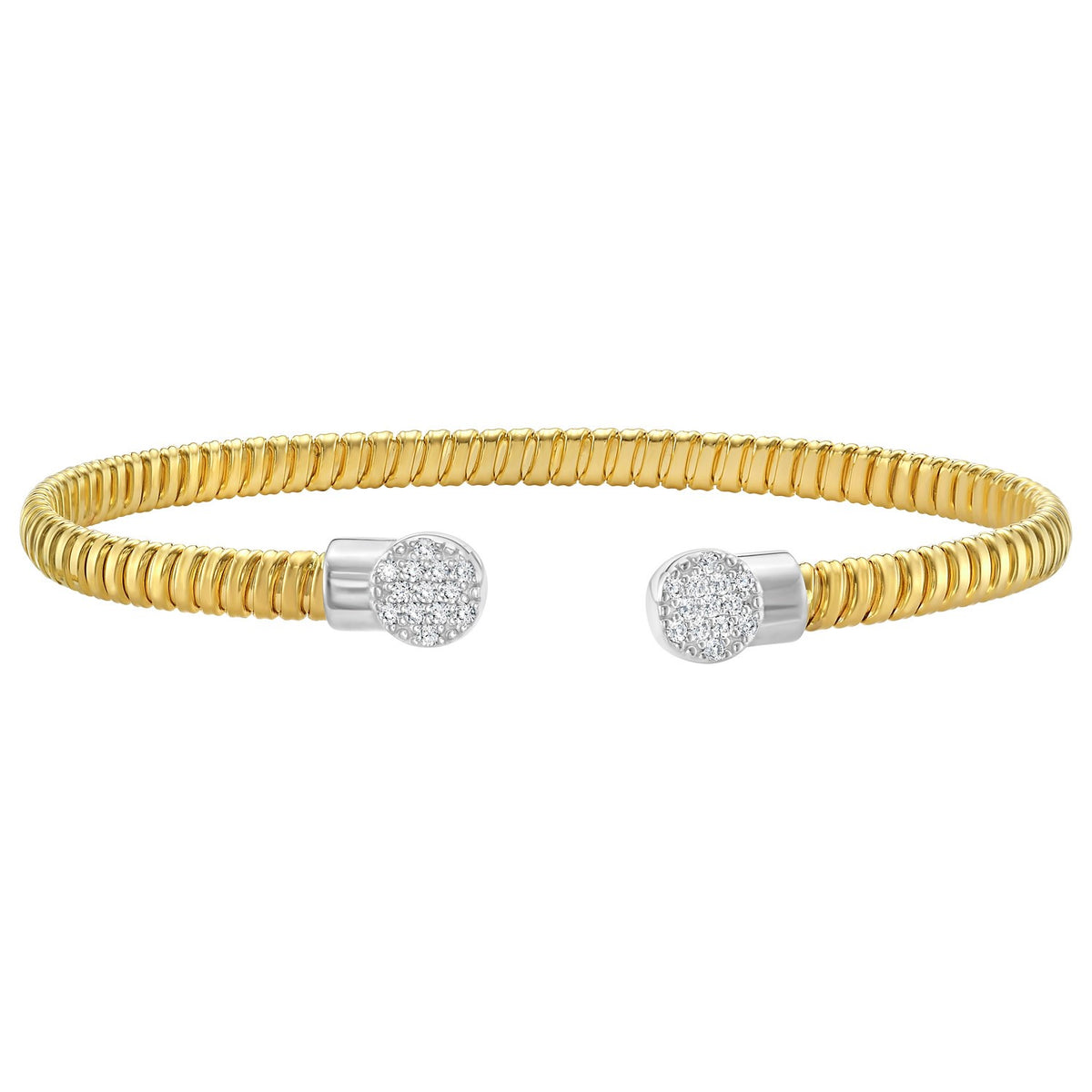 Pavé Diamond Tubogas Cuff Bangle in 14K Yellow Gold