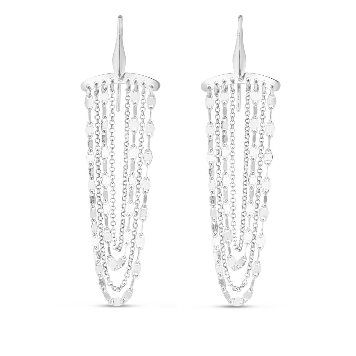 Multi Strand Drop Chandelier Earrings in Sterling Silver
