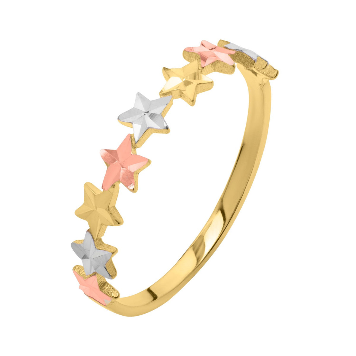 Tri-Color Star Ring in 10K Gold