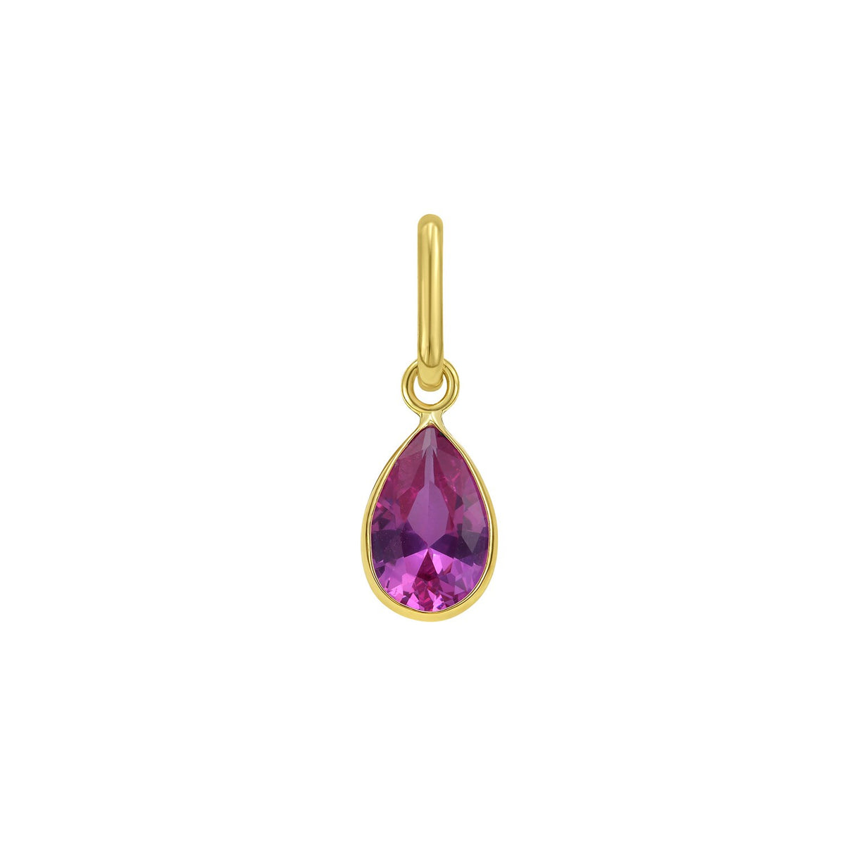 Pear Pink Sapphire Charm Pendant in 14K Yellow Gold