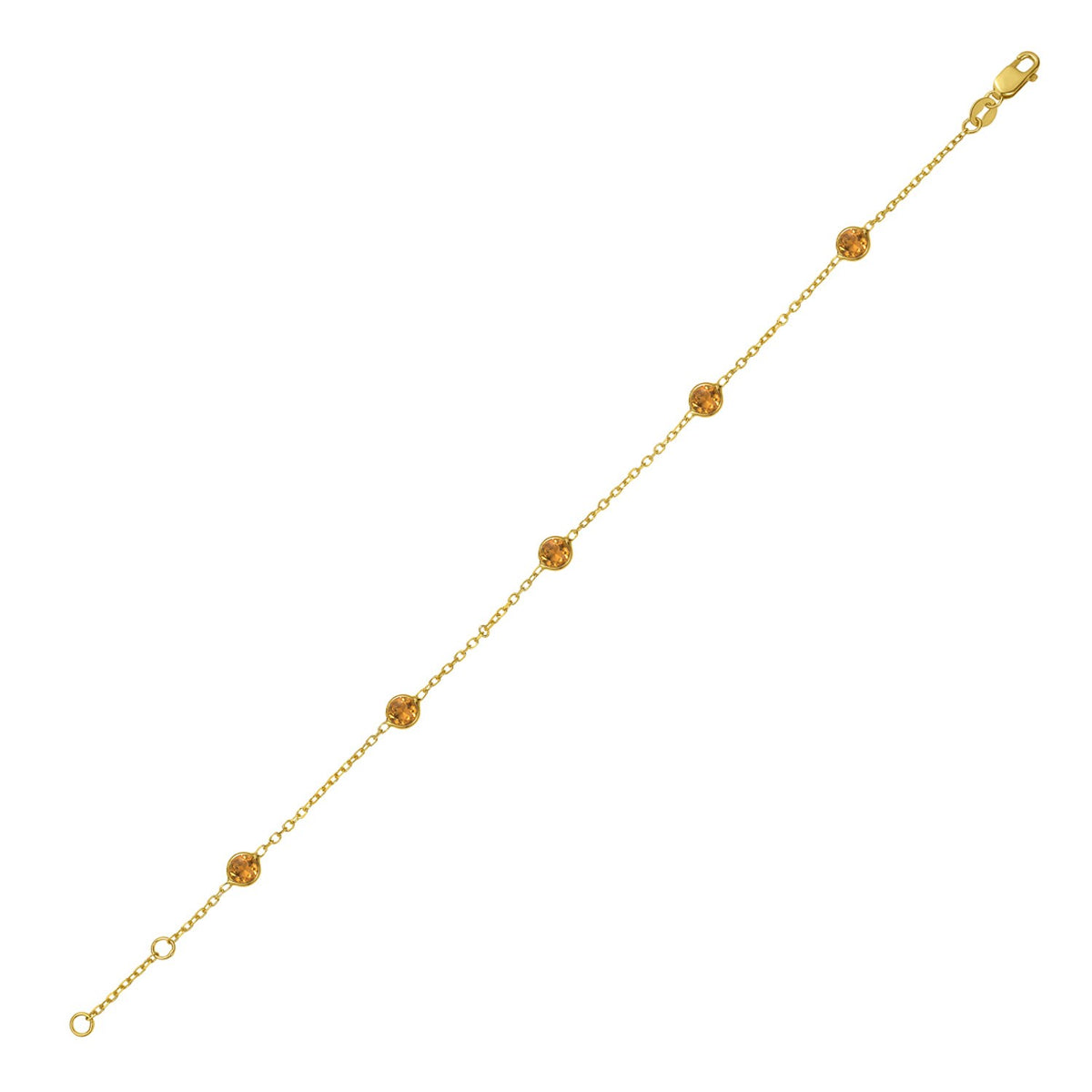 Citrine Station Bracelet in 14K Yellow Gold