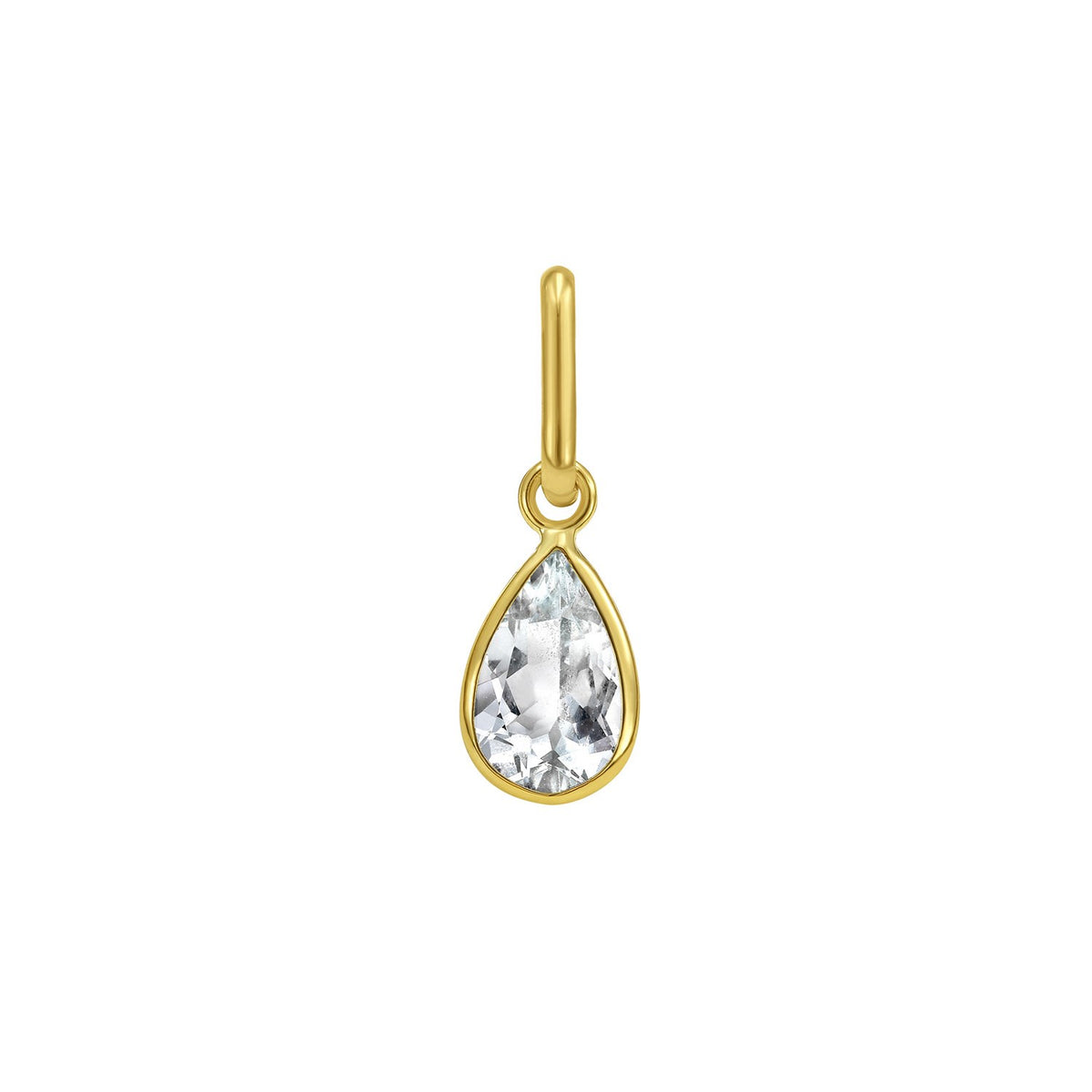 Pear Aqua Charm Pendant in 14K Yellow Gold
