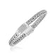 Weave Motif Bracelet with White Sapphire Accents in Silver (6.35 mm)